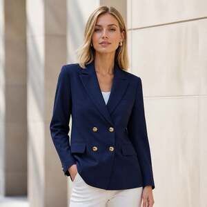 Elleven Women's Navy Double-Breasted Blazer Model E268